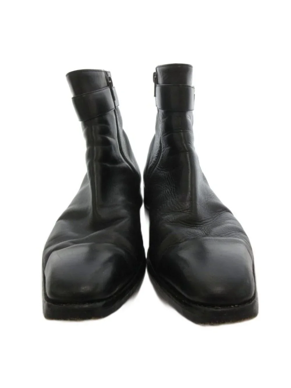 Gucci Short Boots GG Side Zip Leather 41.5 Black